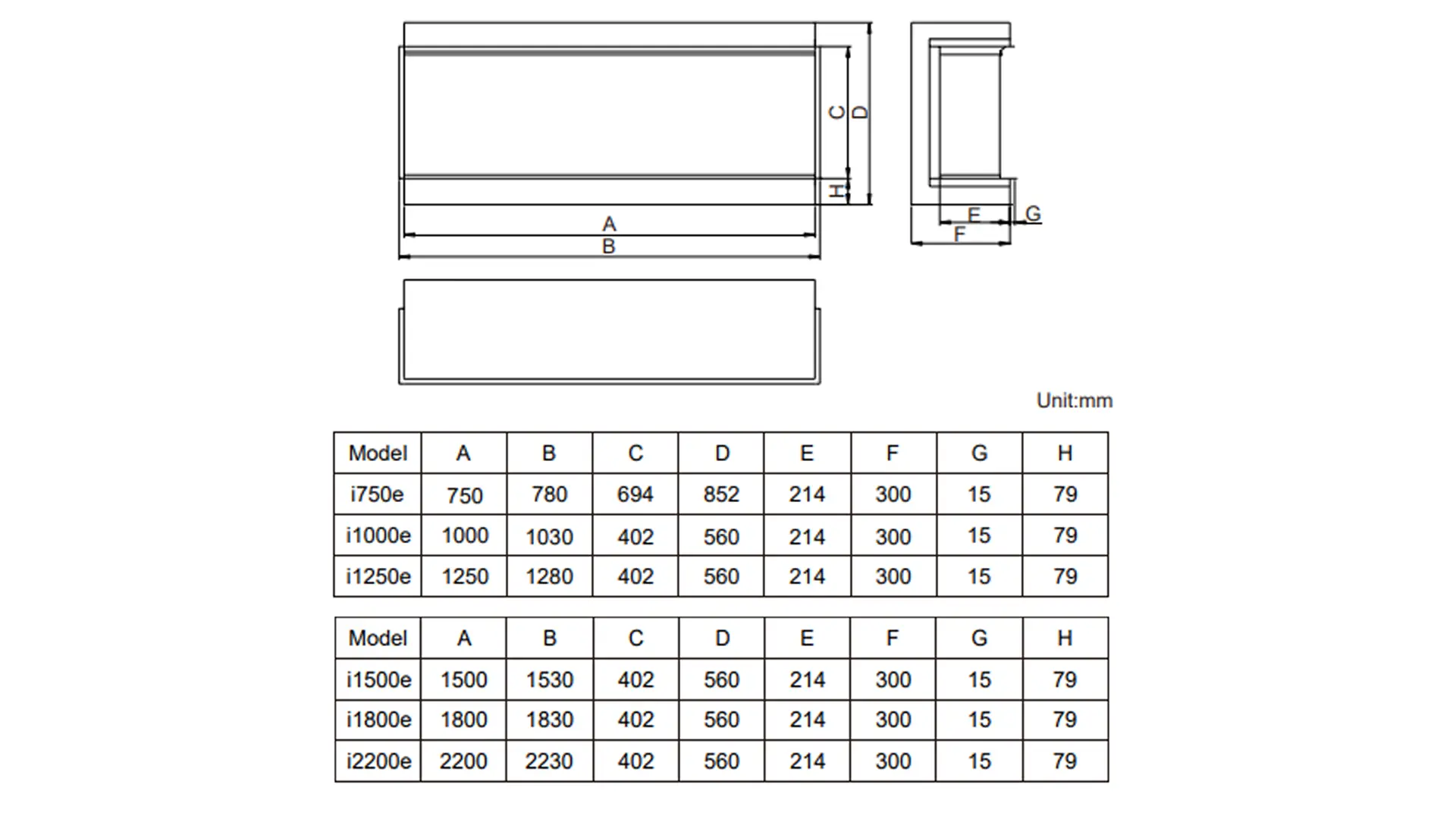 Sizing Table and Dimensions