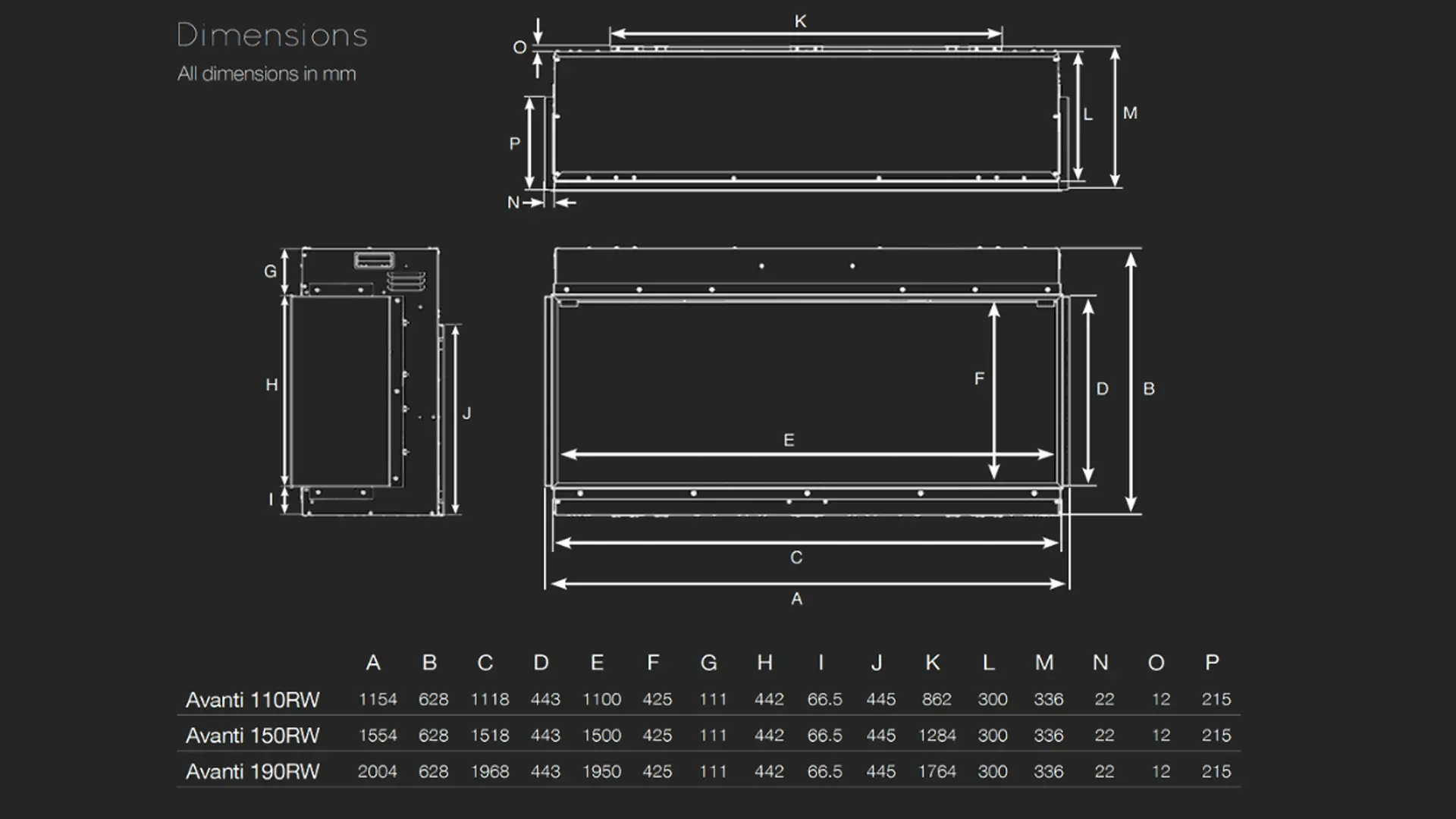 Sizing Table and Dimensions