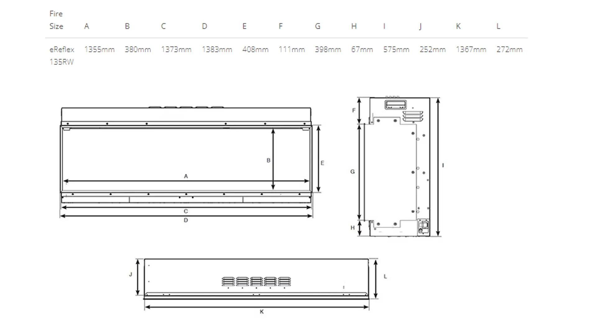 Sizing Table and Dimensions
