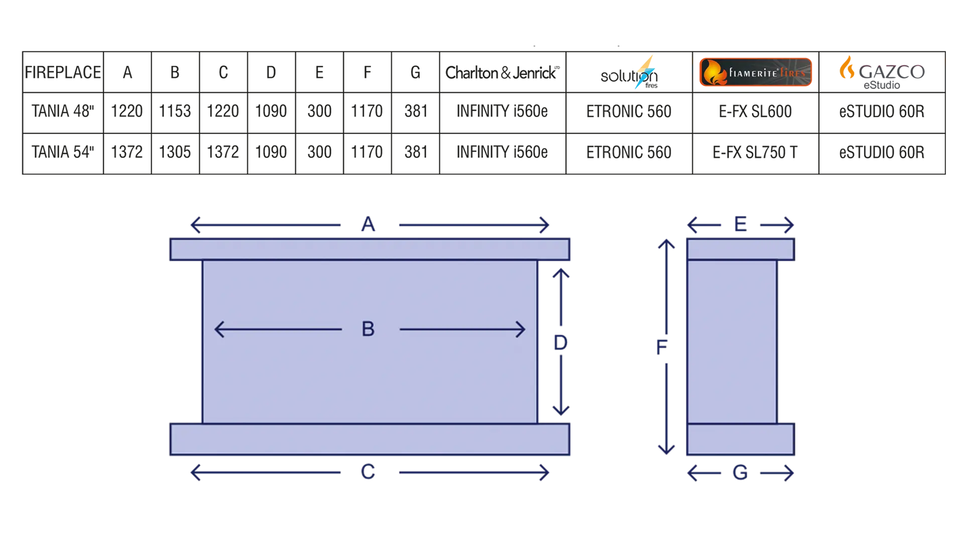 Sizing Table and Dimensions